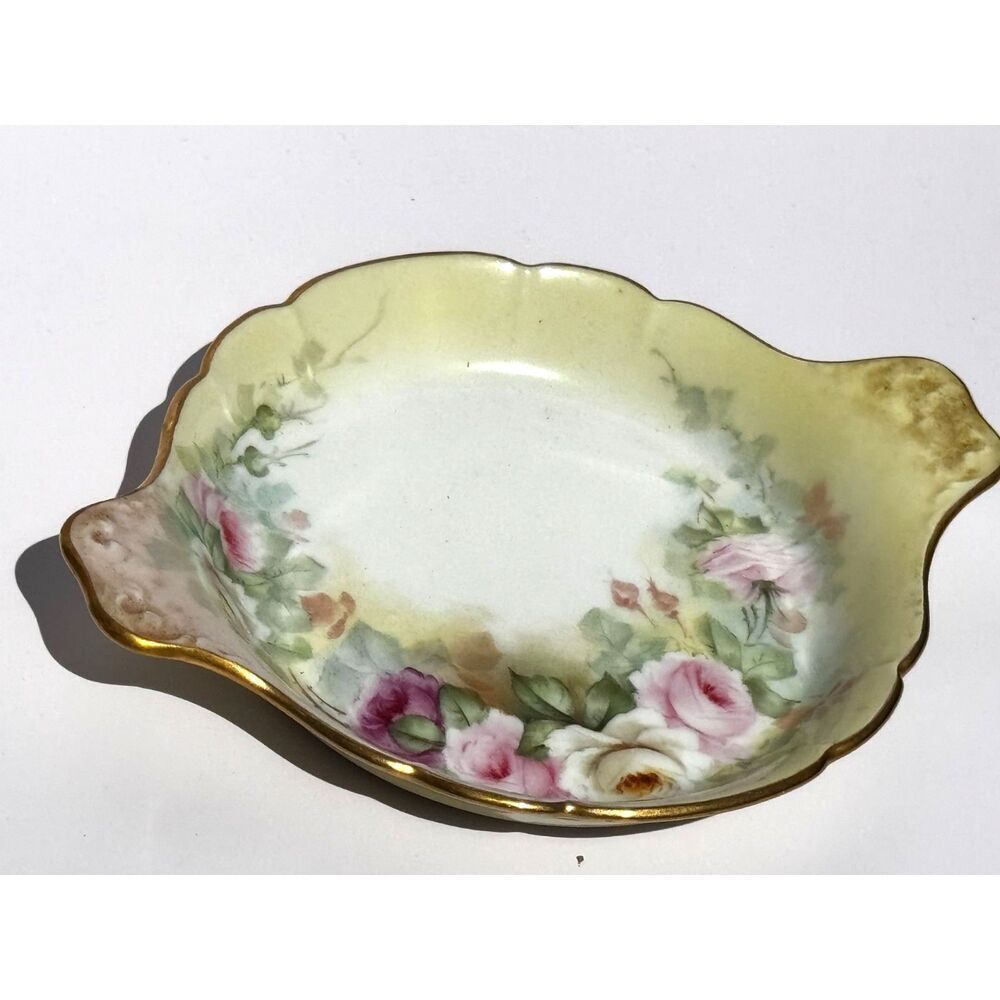 Stunning Shabby Chic small rose baking dish; T & V France A Feu beautiful